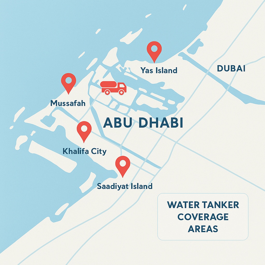 Water tanker coverage areas in Abu Dhabi